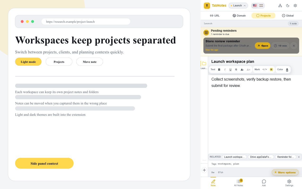 Workspaces in light mode